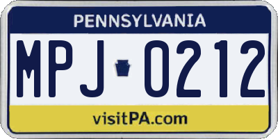 PA license plate MPJ0212