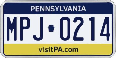 PA license plate MPJ0214