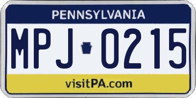 PA license plate MPJ0215