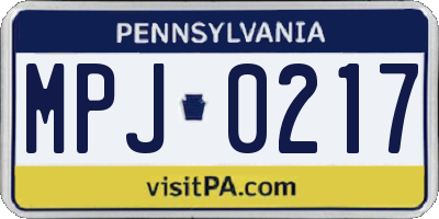 PA license plate MPJ0217