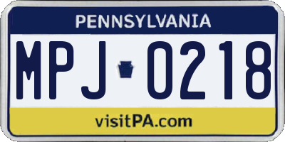 PA license plate MPJ0218