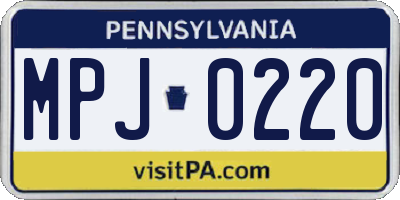 PA license plate MPJ0220