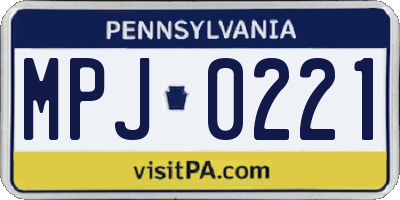 PA license plate MPJ0221