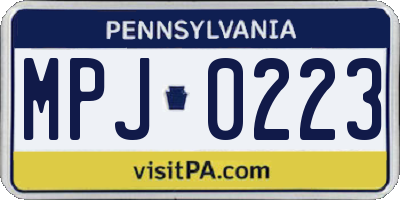 PA license plate MPJ0223