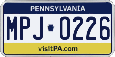 PA license plate MPJ0226