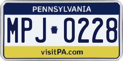 PA license plate MPJ0228