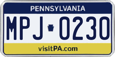 PA license plate MPJ0230