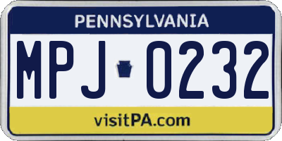 PA license plate MPJ0232