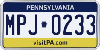 PA license plate MPJ0233
