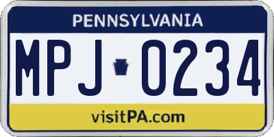PA license plate MPJ0234