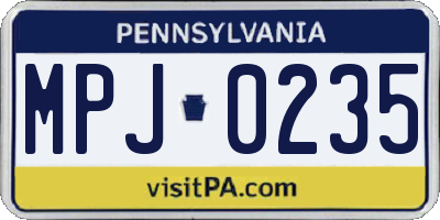 PA license plate MPJ0235