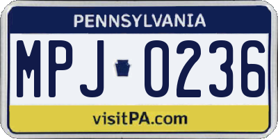 PA license plate MPJ0236