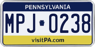 PA license plate MPJ0238