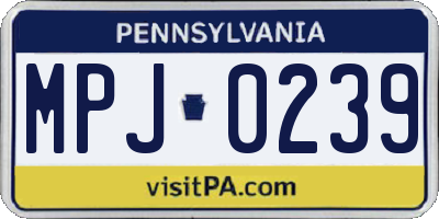 PA license plate MPJ0239