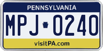 PA license plate MPJ0240