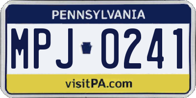 PA license plate MPJ0241
