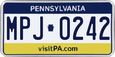 PA license plate MPJ0242