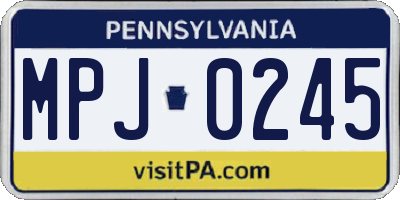 PA license plate MPJ0245