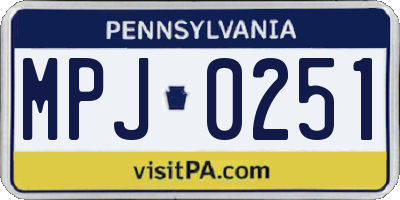 PA license plate MPJ0251