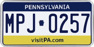 PA license plate MPJ0257