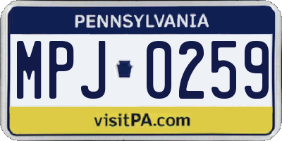 PA license plate MPJ0259