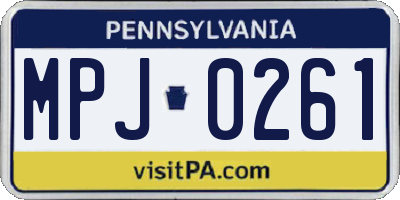 PA license plate MPJ0261