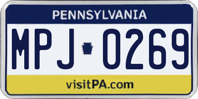 PA license plate MPJ0269