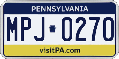 PA license plate MPJ0270
