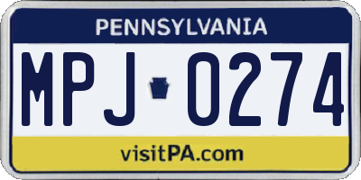 PA license plate MPJ0274