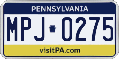 PA license plate MPJ0275