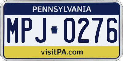 PA license plate MPJ0276