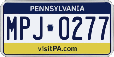 PA license plate MPJ0277