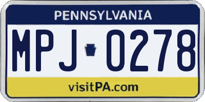 PA license plate MPJ0278