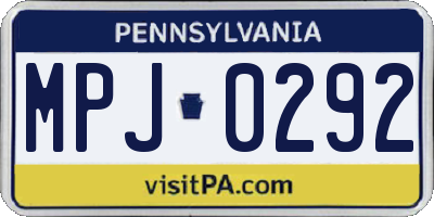 PA license plate MPJ0292