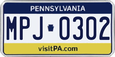 PA license plate MPJ0302