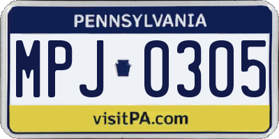 PA license plate MPJ0305