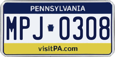 PA license plate MPJ0308