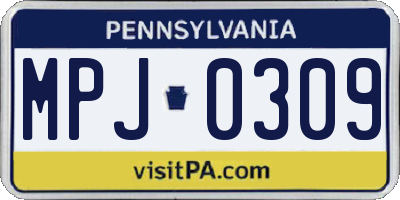 PA license plate MPJ0309