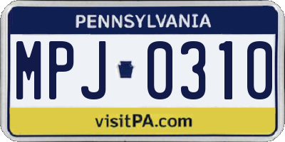PA license plate MPJ0310