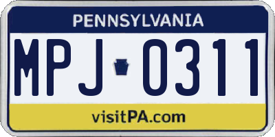 PA license plate MPJ0311
