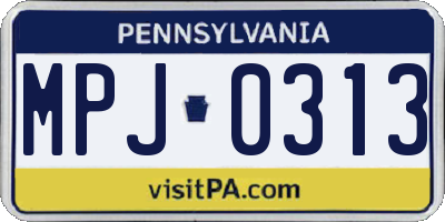 PA license plate MPJ0313