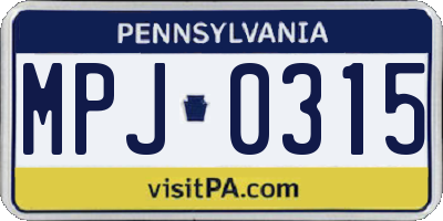 PA license plate MPJ0315