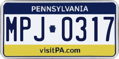 PA license plate MPJ0317