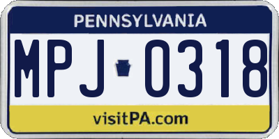 PA license plate MPJ0318