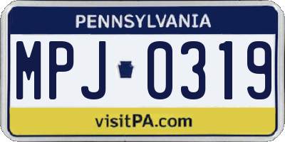 PA license plate MPJ0319