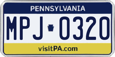 PA license plate MPJ0320