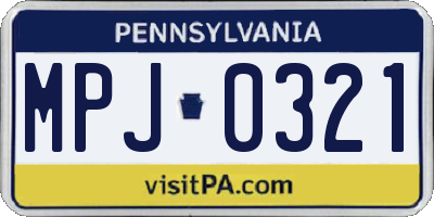 PA license plate MPJ0321