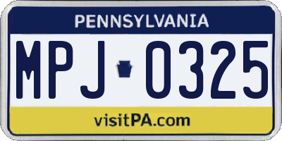PA license plate MPJ0325