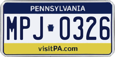 PA license plate MPJ0326