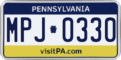 PA license plate MPJ0330
